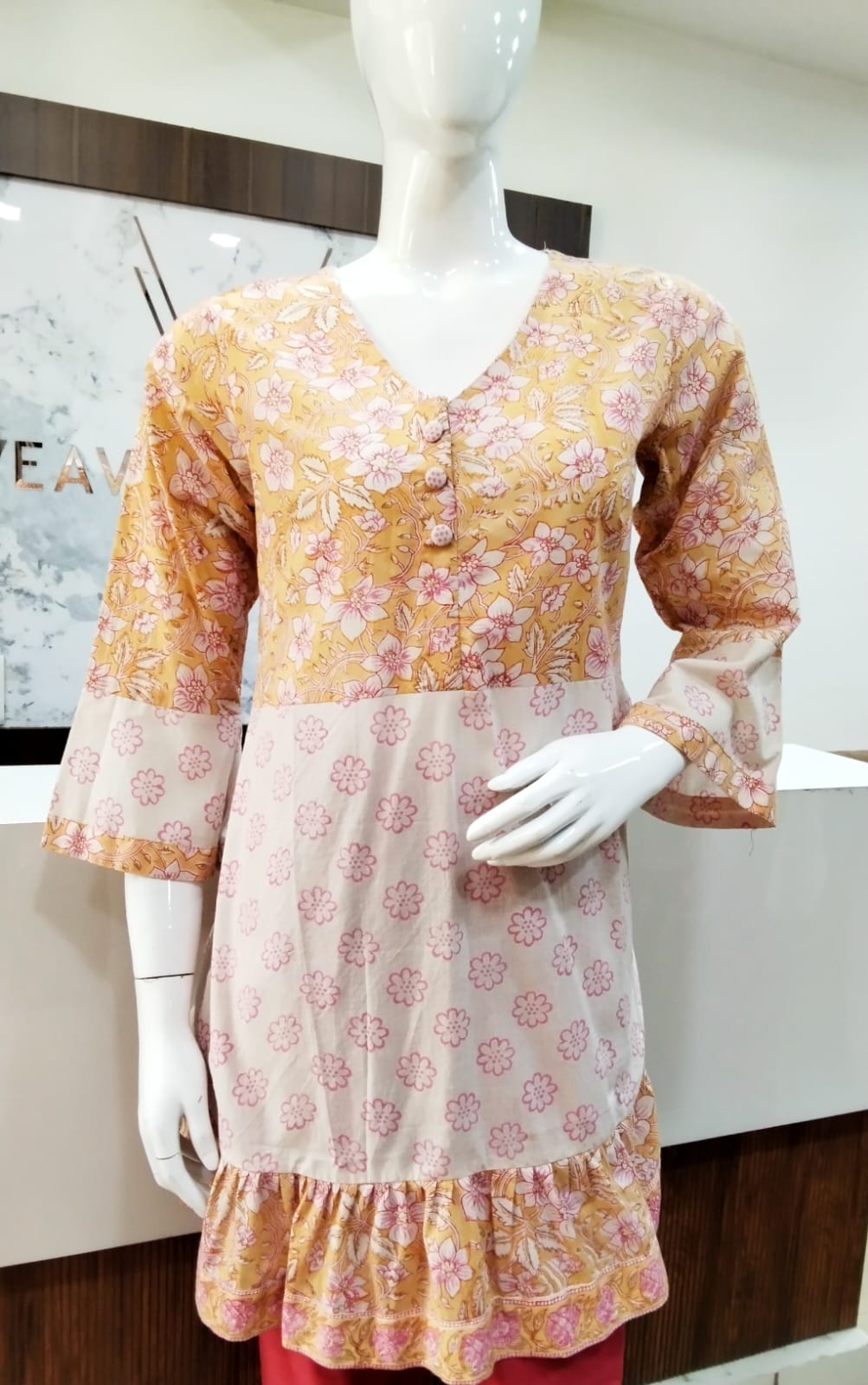 Cotton Two layered tunic with gather