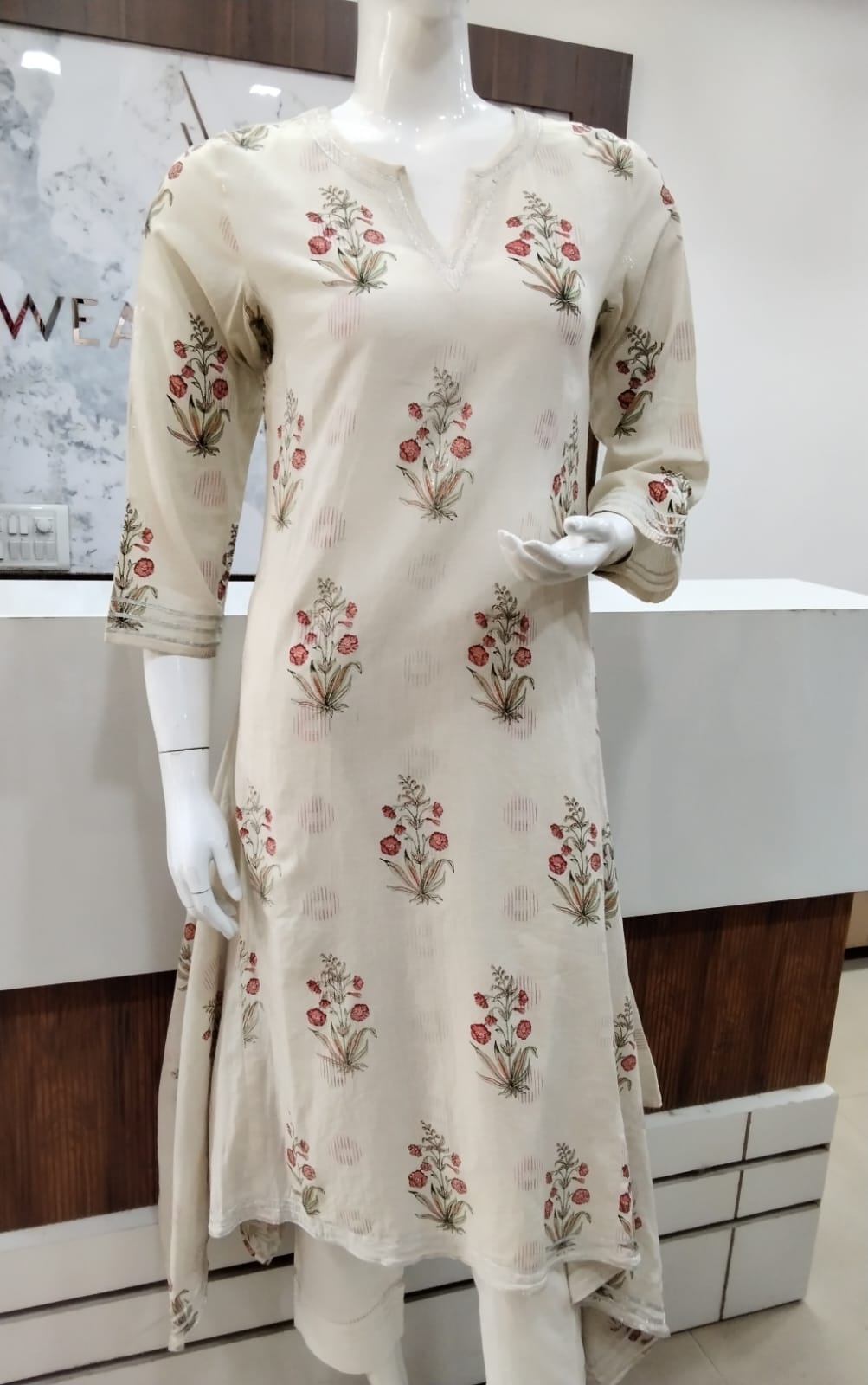 Cotton floral Printed symmetrical kurta