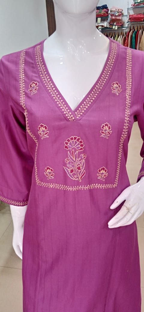 Mercerised Cotton Tanchoi Embroidery Set