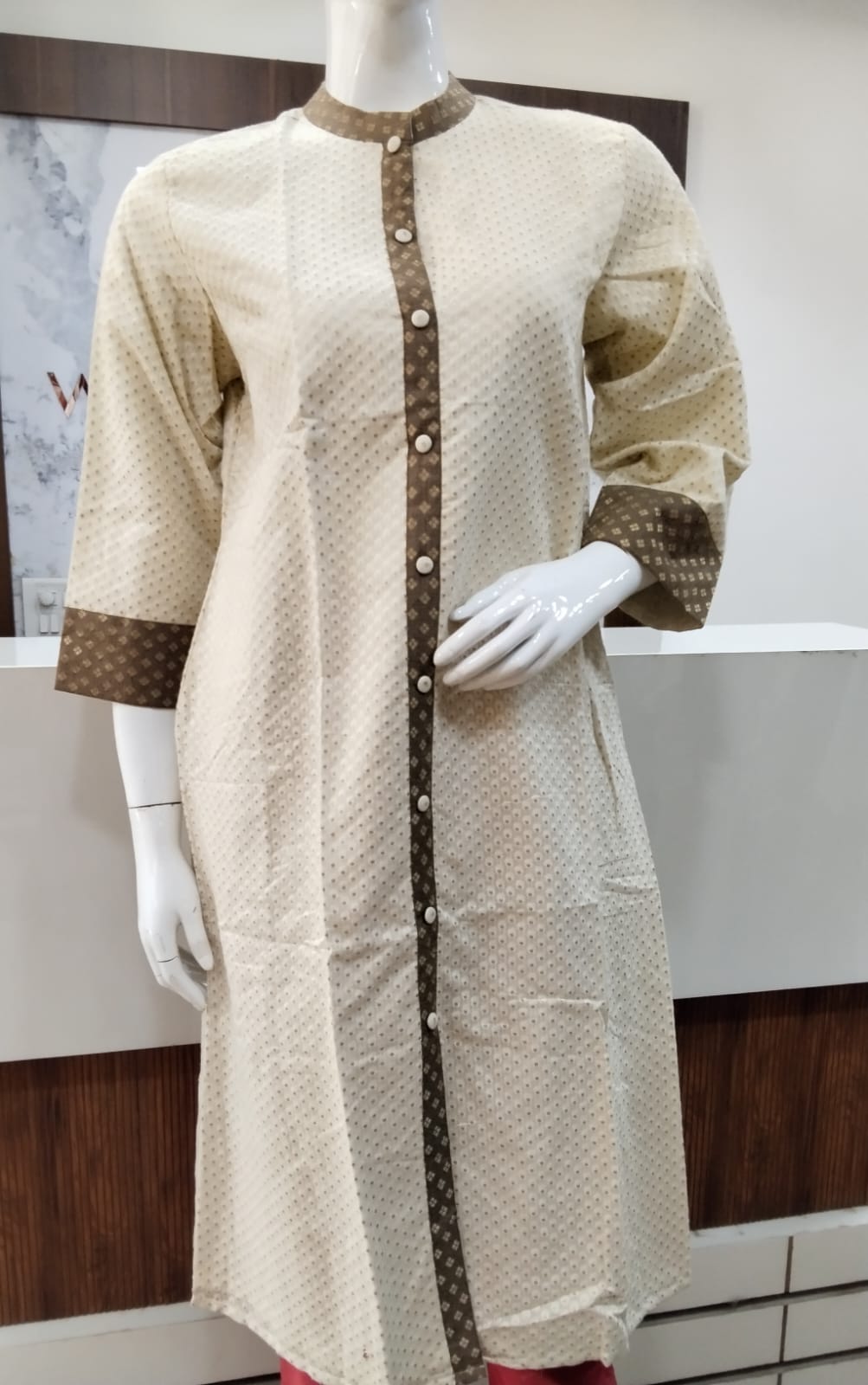 Cutwork straight kurta with front slit