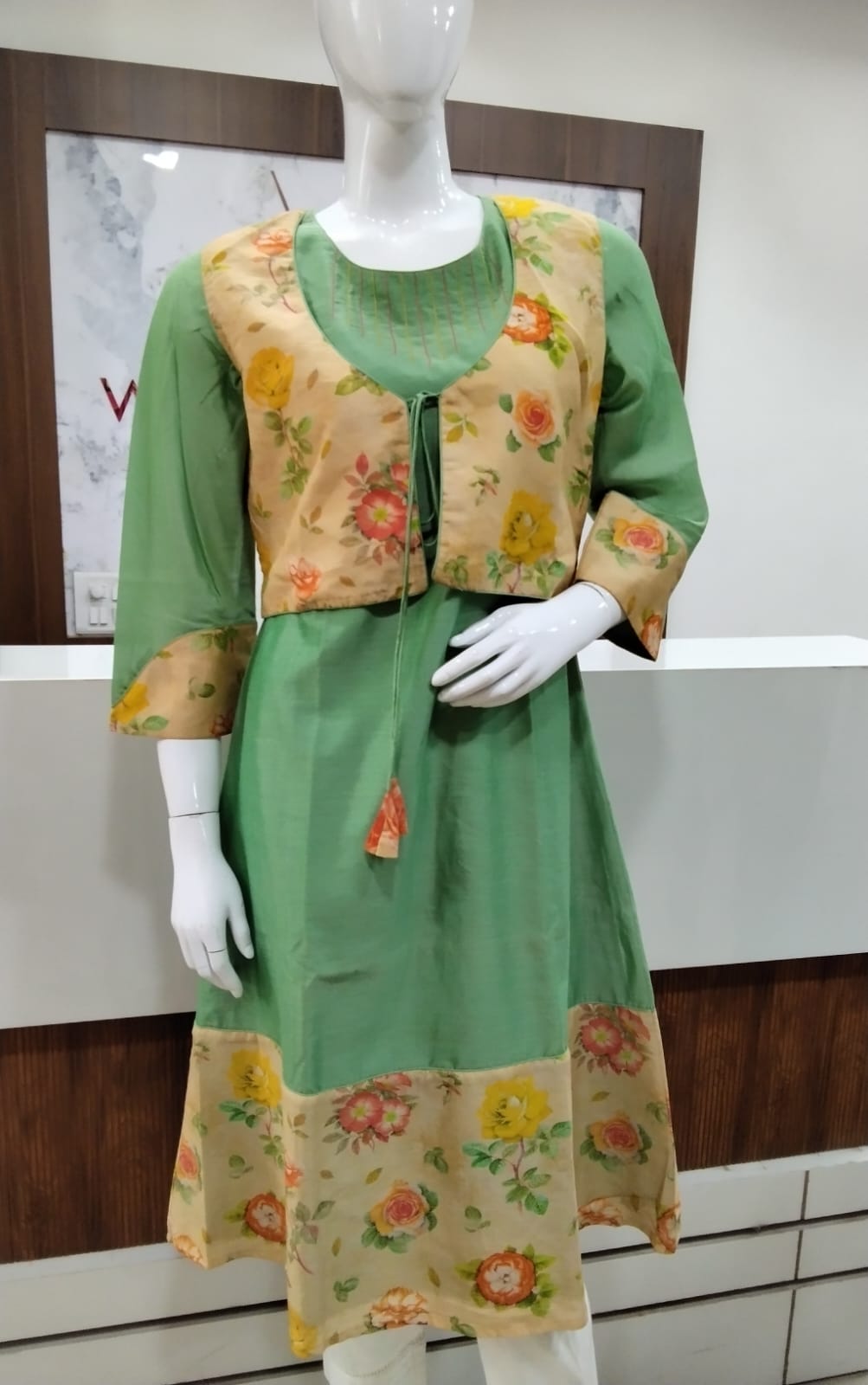 A Line Kurta with Waist Coat