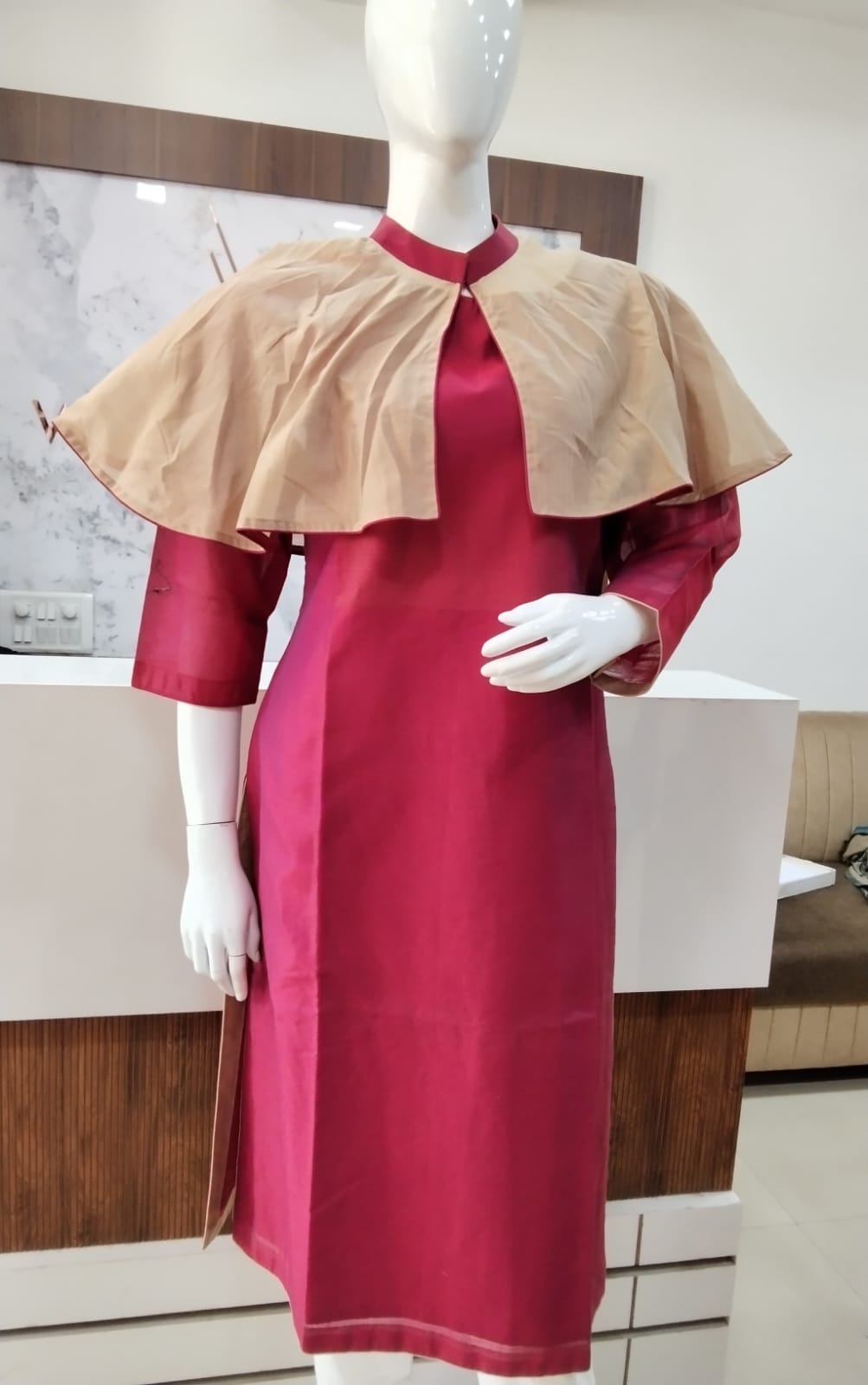 Cotton Silk Straight Kurta with Pochu