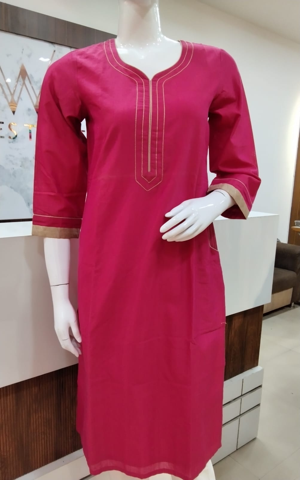 straight Sweat heart neck sillk chanderi kurta