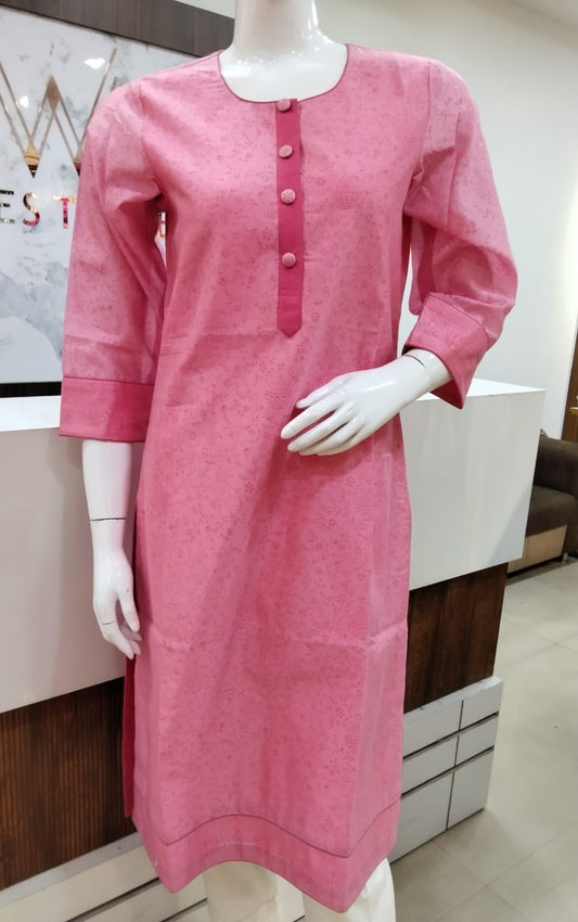 Pink Printed Straight Kurta