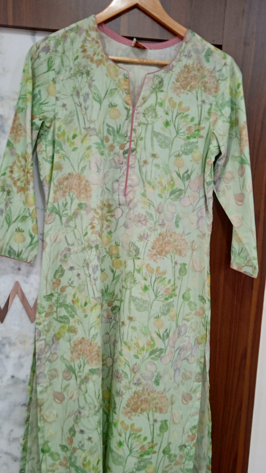 Pastel Botanical Elegance Cotton Kurta