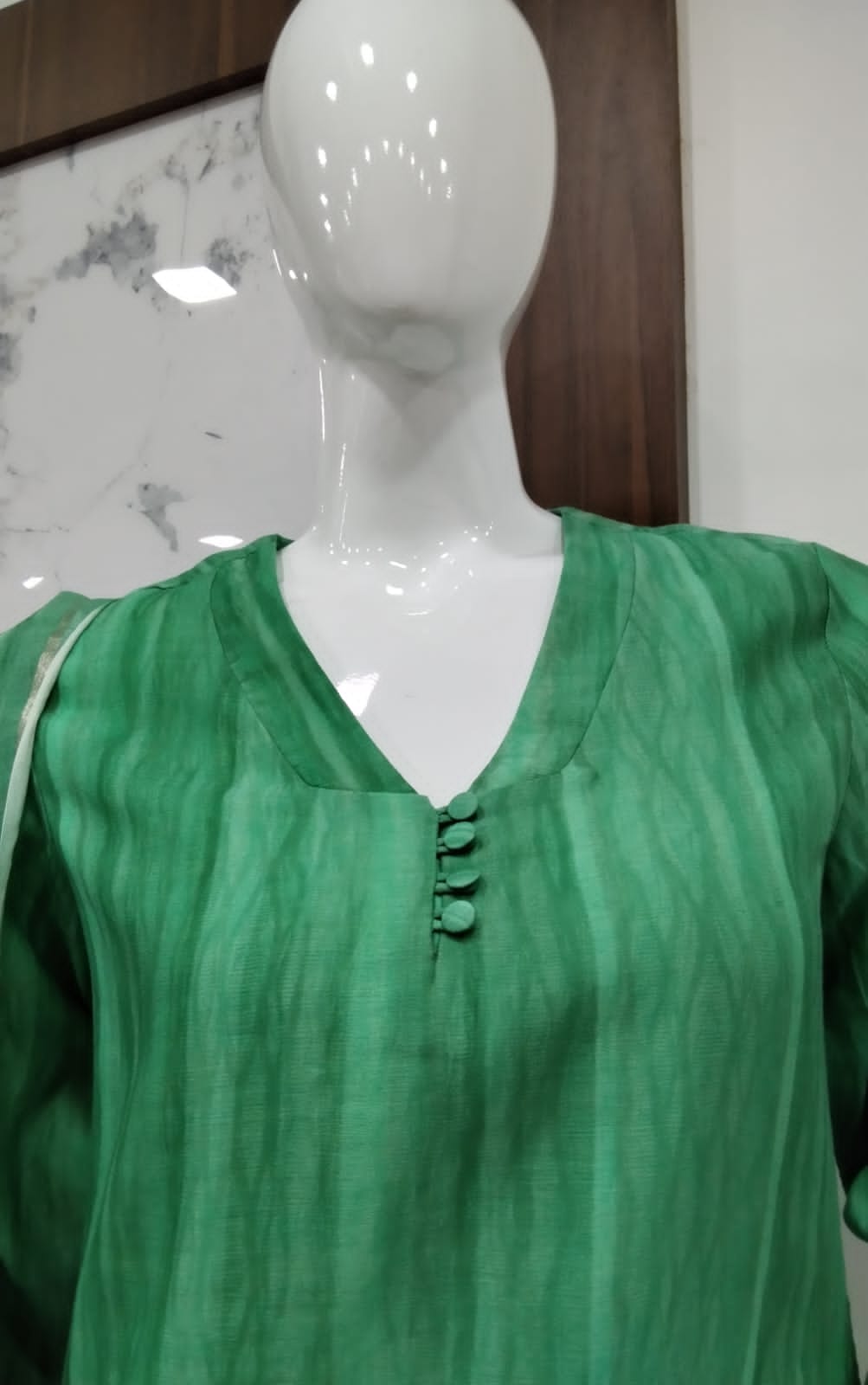 Emerald Verticals Silk Kurta Set with Botanical Dupatta