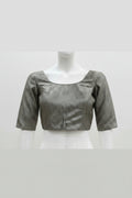 Geometric Woven Brocade Readymade Blouse (Taupe & Bronze)