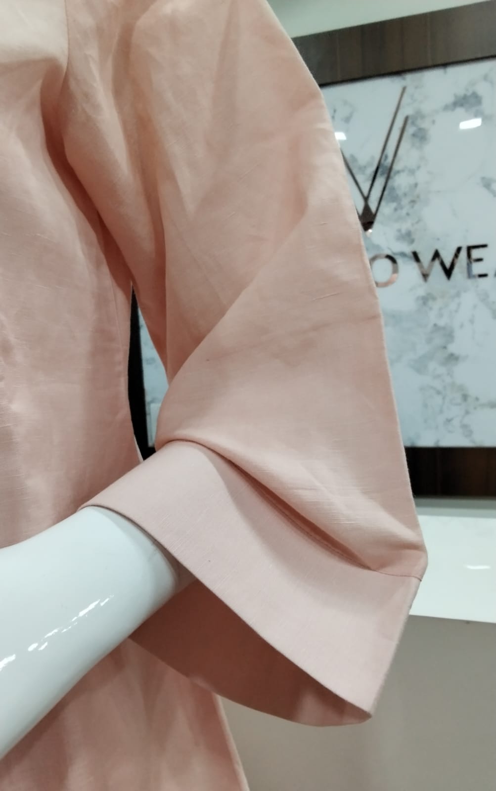 Blush Pink Floral Yoke Hand-Embroidered Linen-Cotton Co-Ord Set