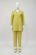 Chartreuse Linen Cotton Hand-Embroidered Co-Ord Set