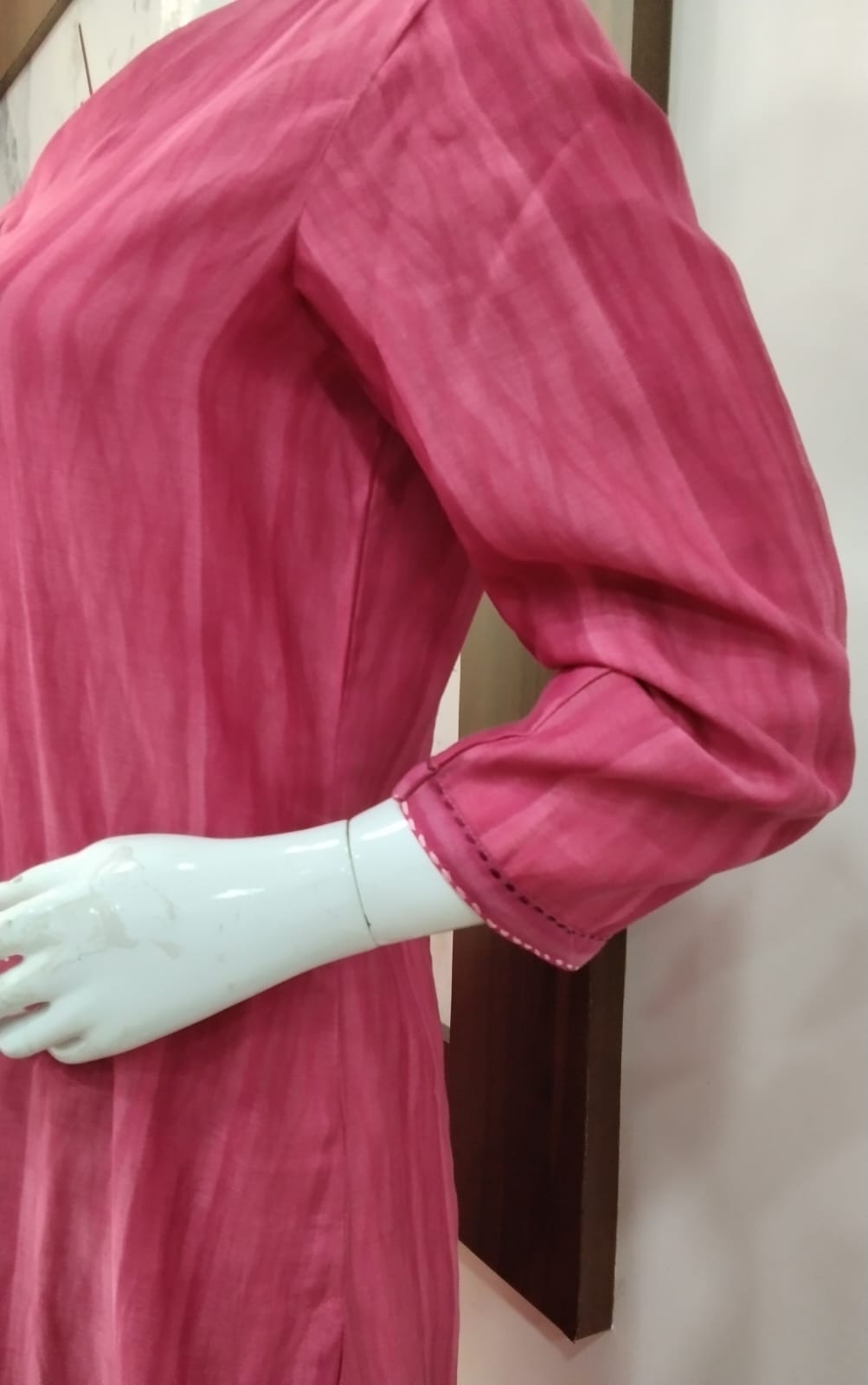 Rani Pink Hand-Embroidered Kurta Set with Floral Dupatta