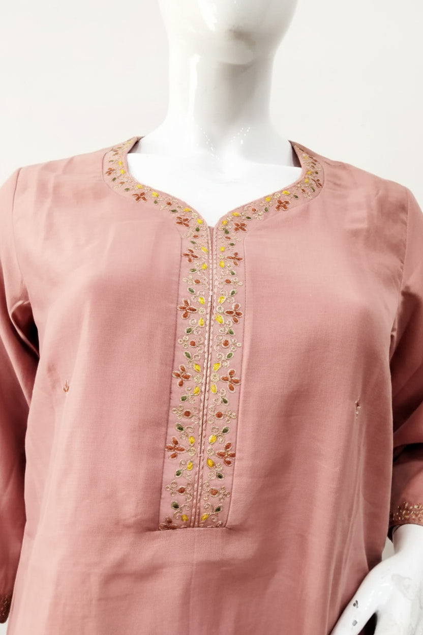 Dusty Rose Grace Pure Cotton Silk Suit Set