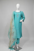 Azure Serenity Pure Cotton Silk Suit Set