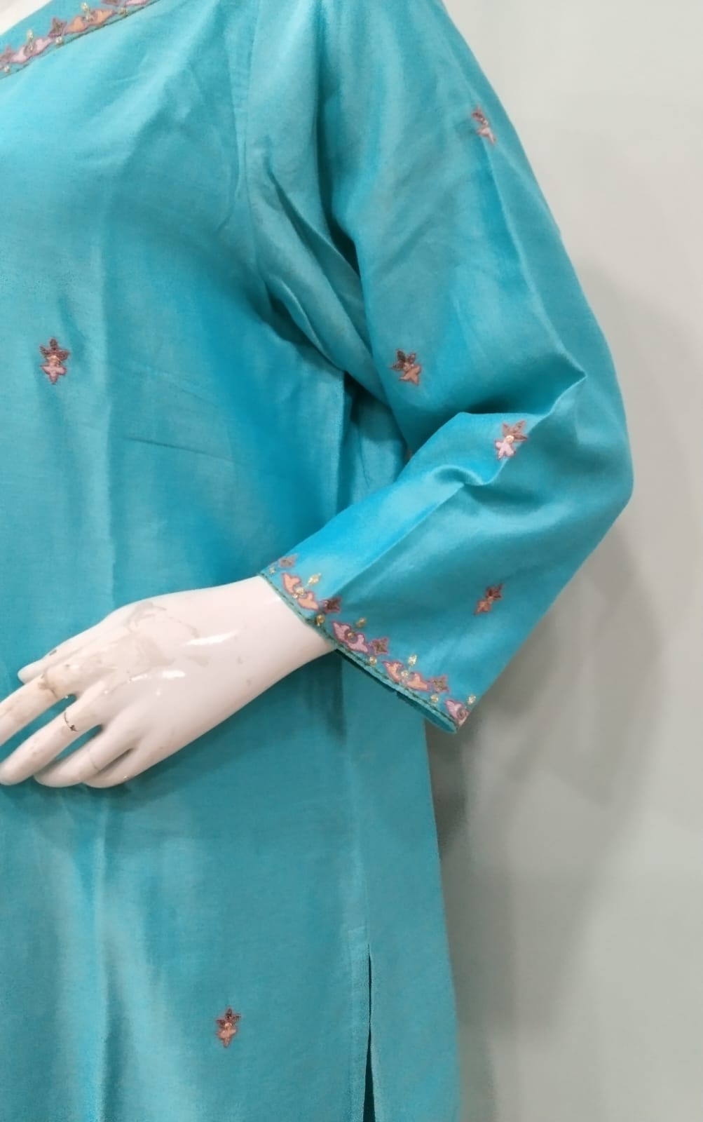 Azure Serenity Pure Cotton Silk Suit Set