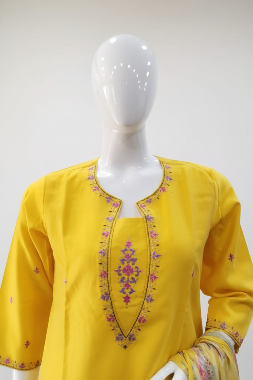 Sunlit Radiance Pure Cotton Silk Suit Set