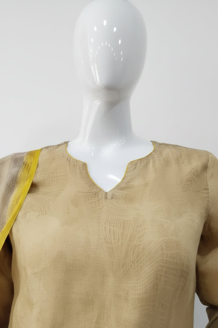 Sunshine Floral Hand-Embellished 3-Piece Suit Set – Mustard & Beige