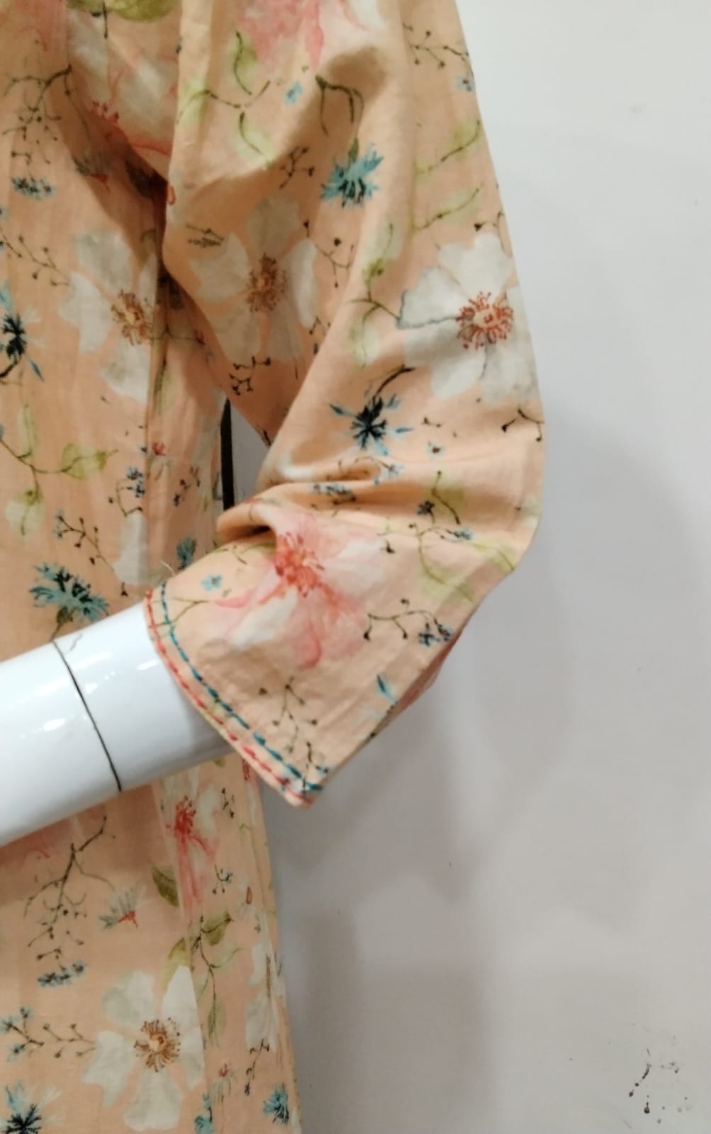 Peach Linen Cotton Digital Floral Printed Kurta Set with Chiffon Georgette Dupatta