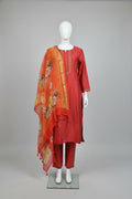 Coral Sunset Pure Cotton Silk Suit Set