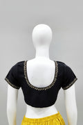 Midnight Noir Gold-Vine Cotton Silk Blouse