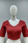 Crimson Zari-Check Designer Blouse