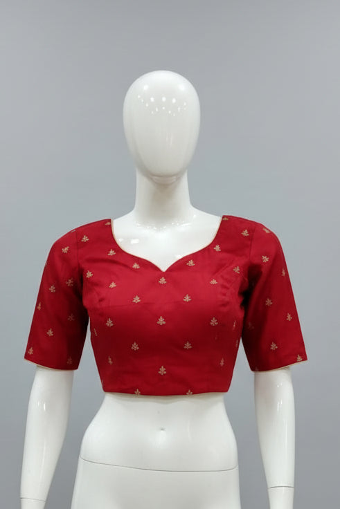 Crimson Radiance Cotton Silk Designer Blouse