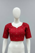 Crimson Radiance Cotton Silk Designer Blouse