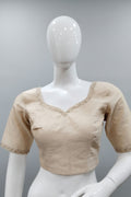 Ethereal Gold Cotton Silk Embroidered Blouse