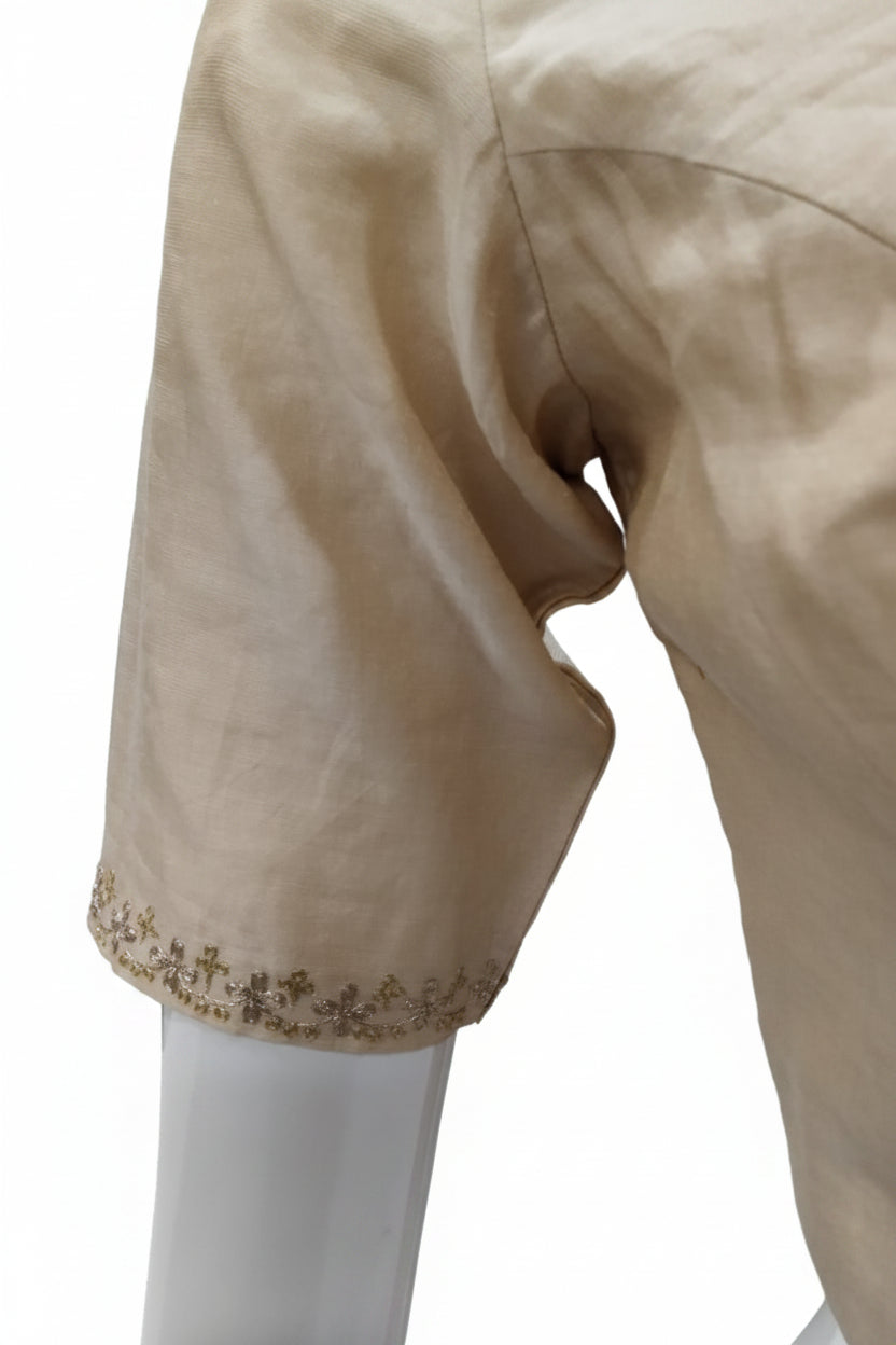 Ethereal Gold Cotton Silk Embroidered Blouse