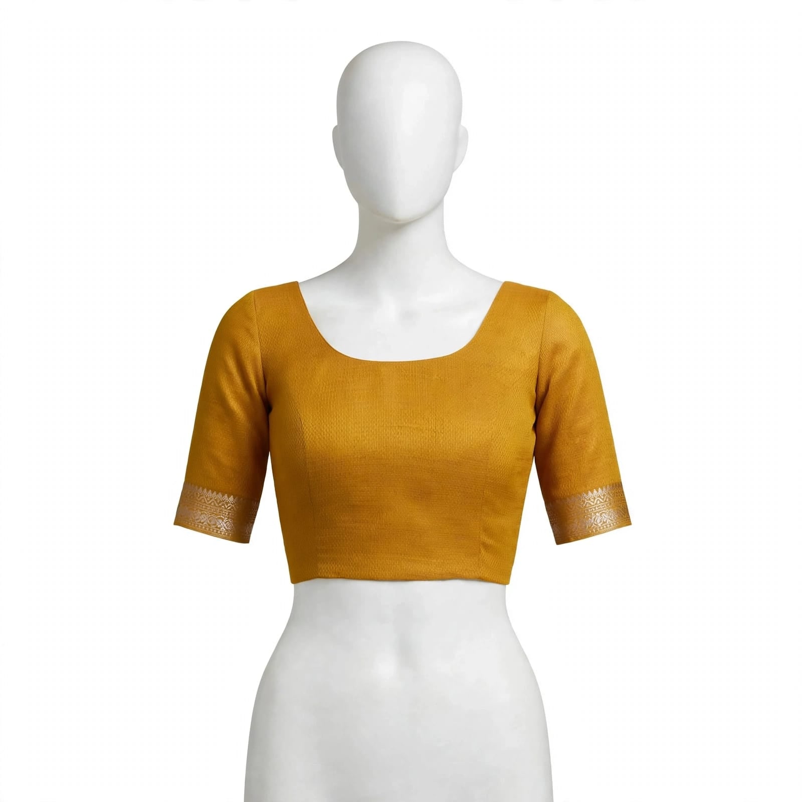 Earthy Mustard & Ivory Cotton Silk Screen Printed Saree with Unstitched Blouse Piece
