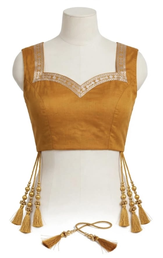 Golden Mustard & Ivory Floral Cotton Silk Screen-Printed Saree with Unstitched Blouse Piece