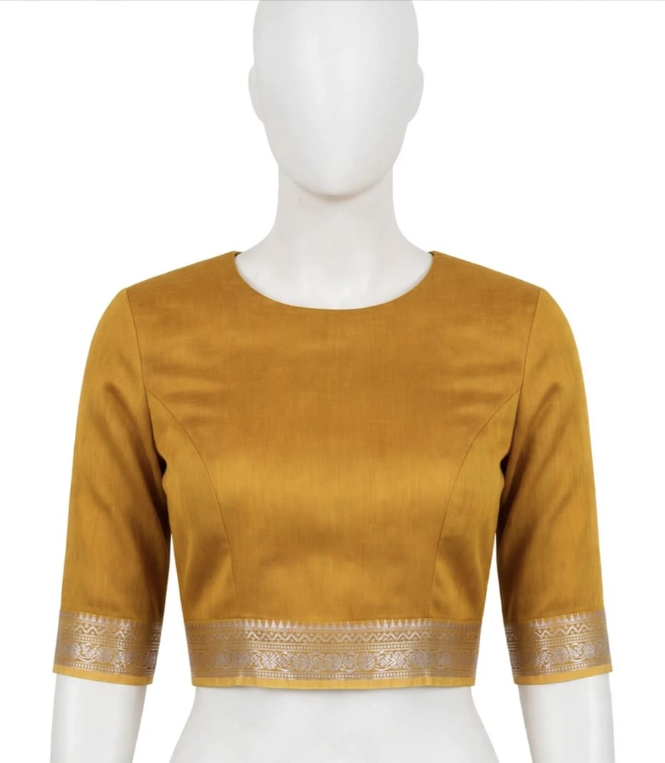 Earthy Mustard Floral Cotton Silk Screen-Printed Saree with Unstitched Blouse Piece