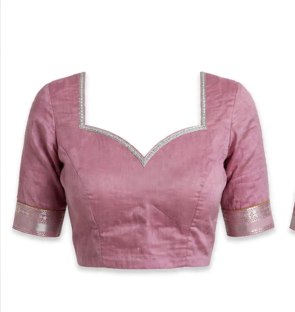 Graceful Rose Pink Cotton Silk Screen-Printed Saree with Zari Border & Matching Blouse