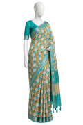 Cotton Silk Screen Printed Jacquard Border Saree