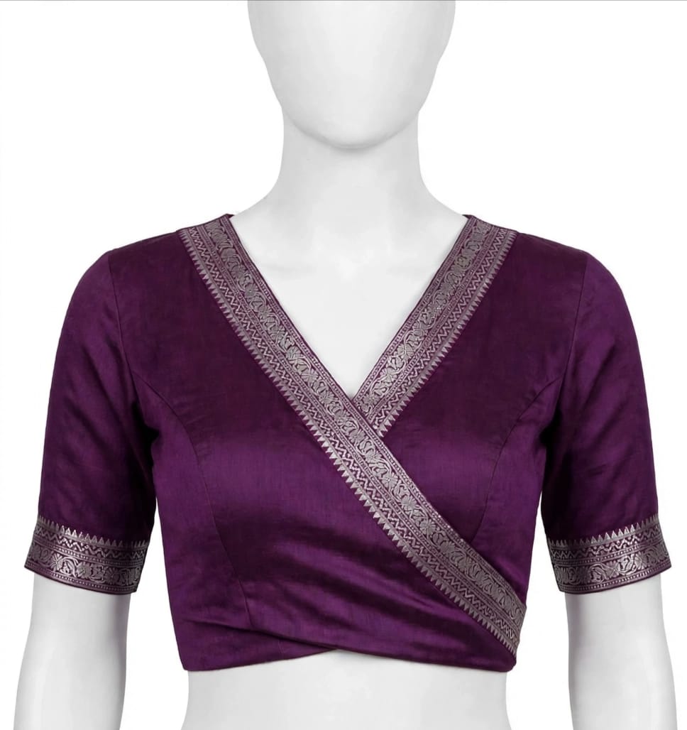 Rich Purple and Mustard Cotton Silk Screen-Printed Saree with Jacquard Border