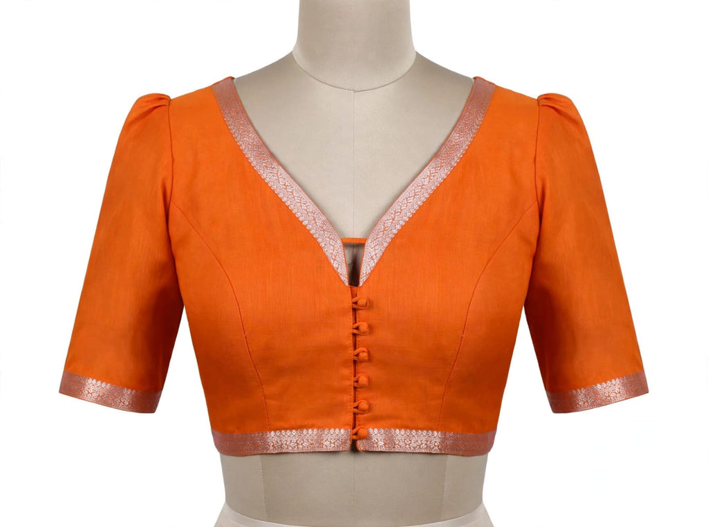 Vibrant Orange, Mustard, and Ivory Floral Cotton Silk Screen-Printed Saree with Jacquard Border
