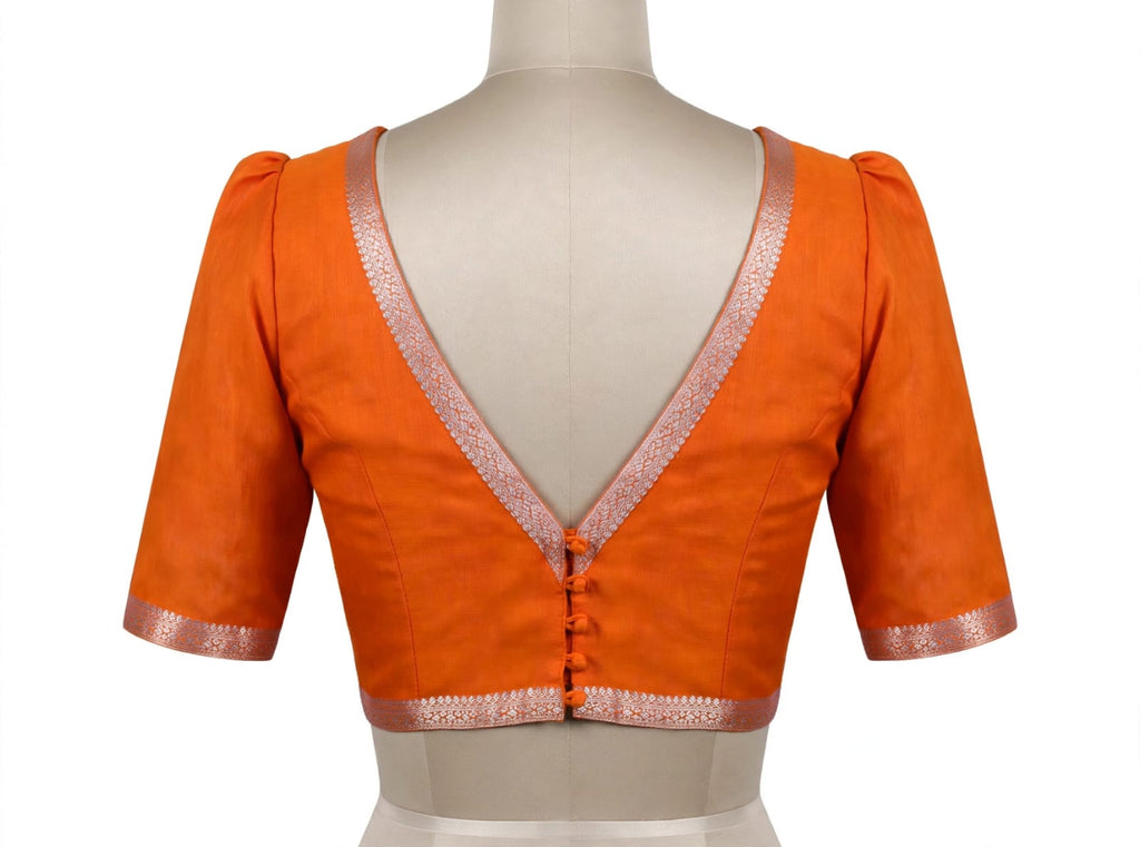 Vibrant Orange, Mustard, and Ivory Floral Cotton Silk Screen-Printed Saree with Jacquard Border