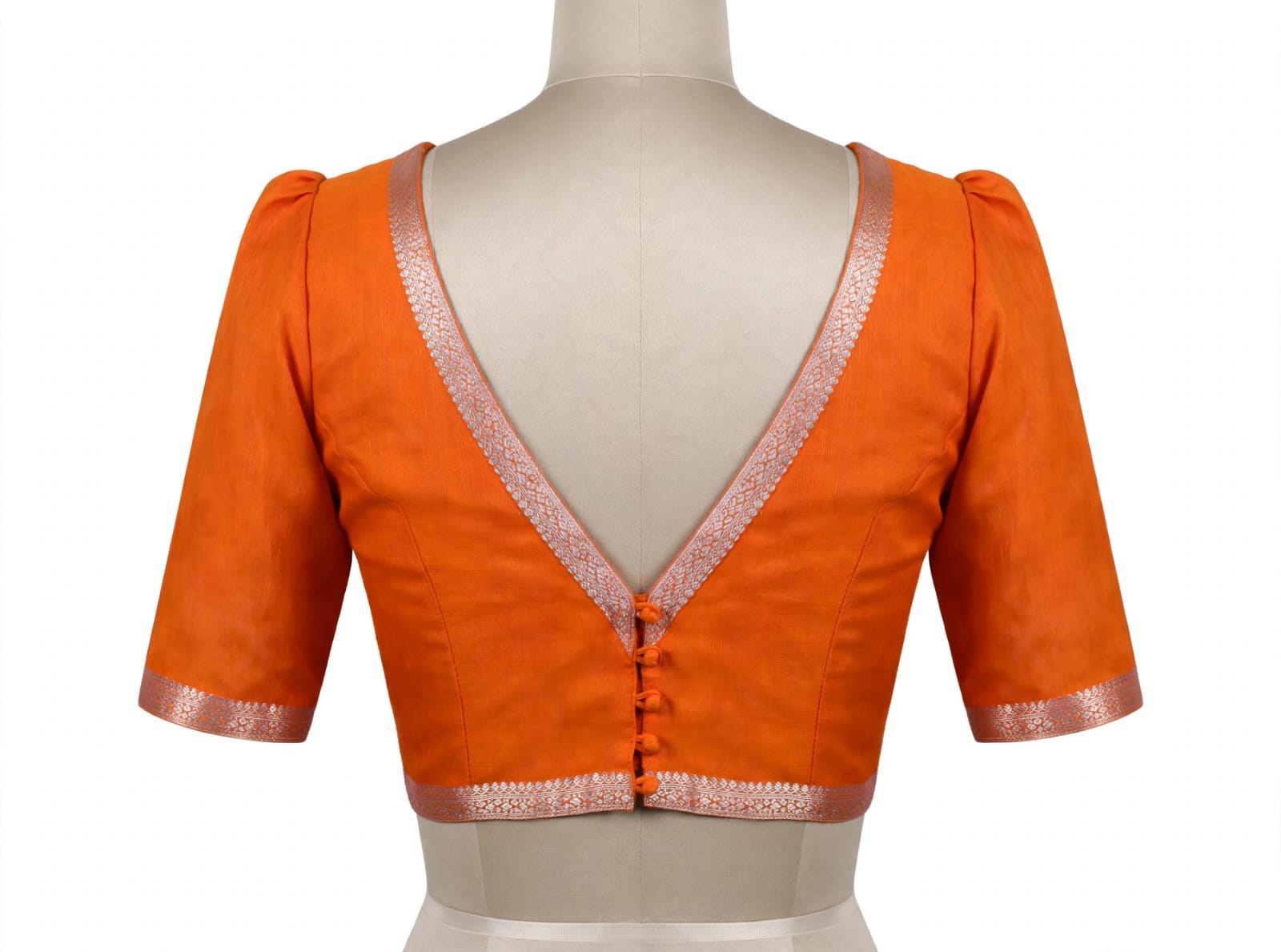 Vibrant Orange, Mustard, and Ivory Floral Cotton Silk Screen-Printed Saree with Jacquard Border