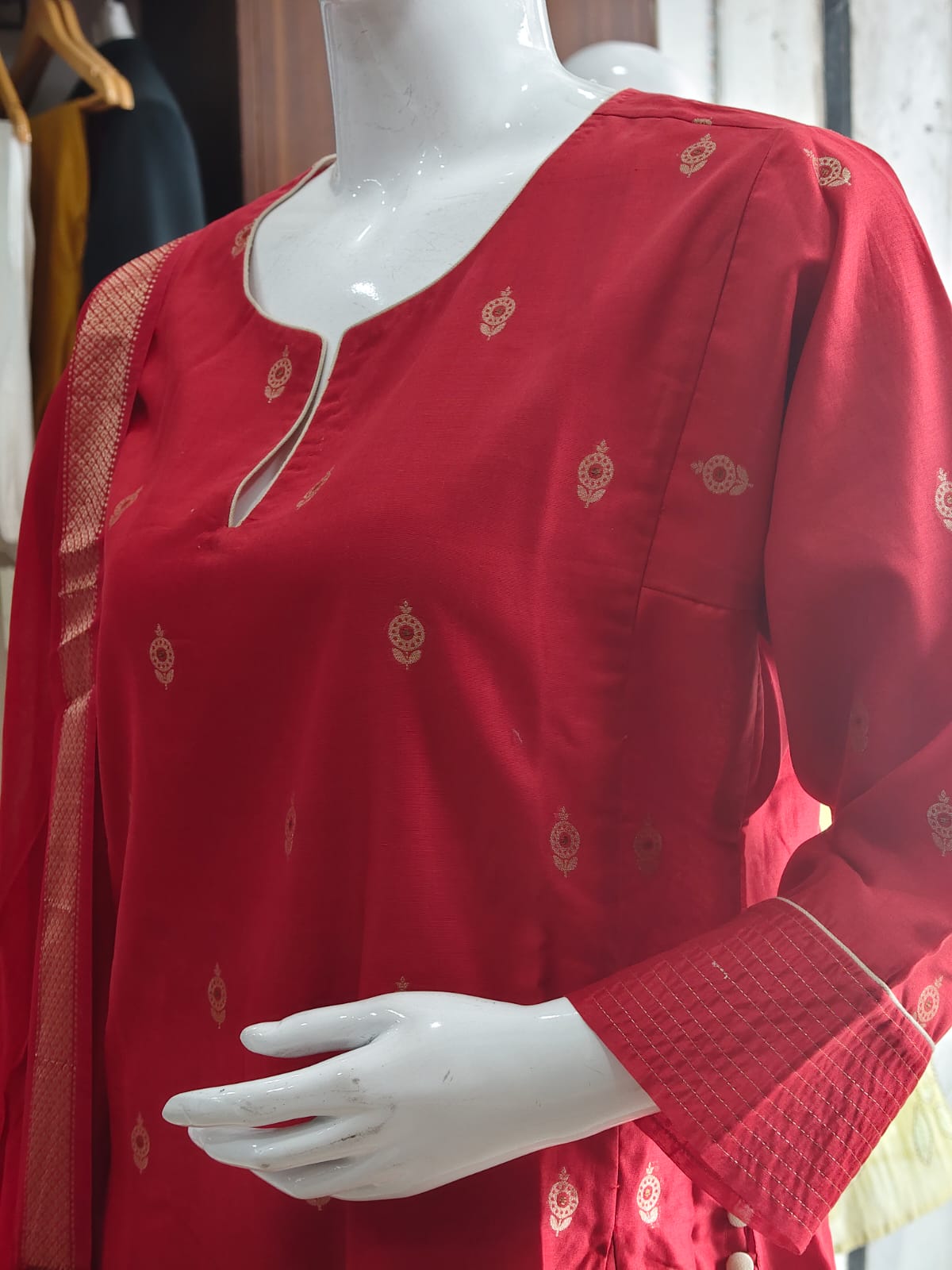 Crimson Allure Cotton Silk Kurta Set