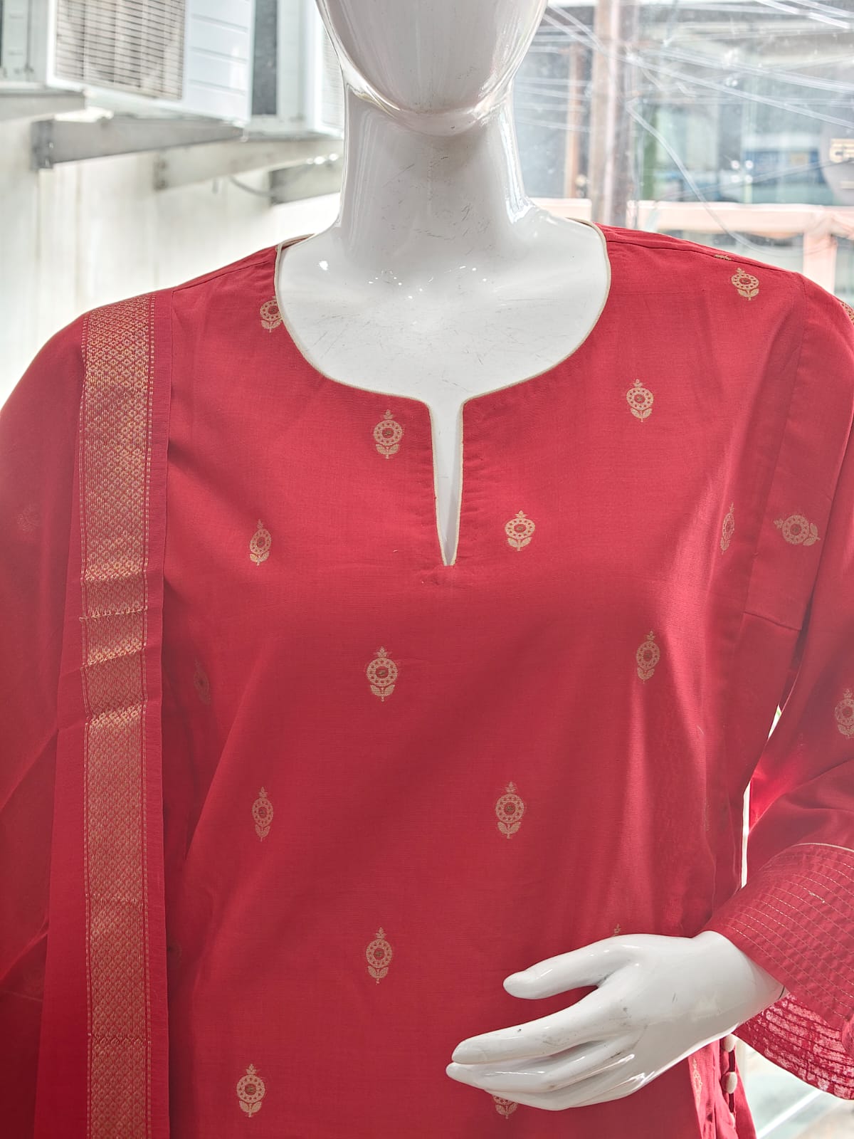 Crimson Allure Cotton Silk Kurta Set