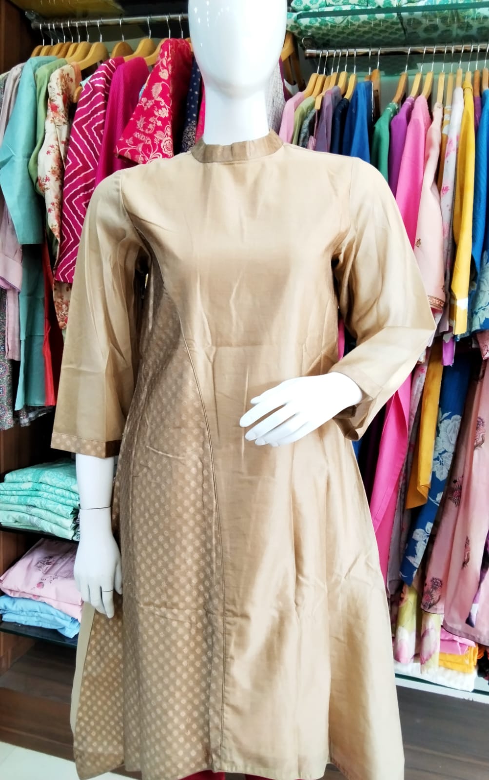 Cotton Silk A line Kurta with cutwork