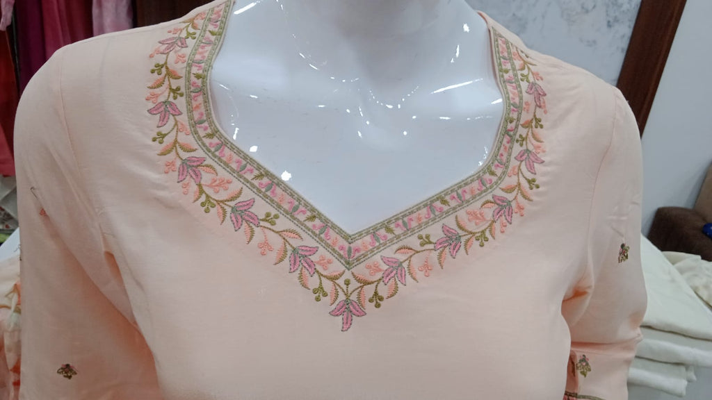 Pastel Peach Floral Salwar Suit Set