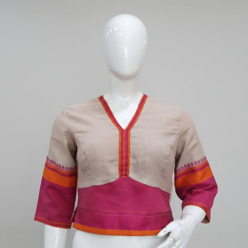 Colorblocked V-Neck Blouse