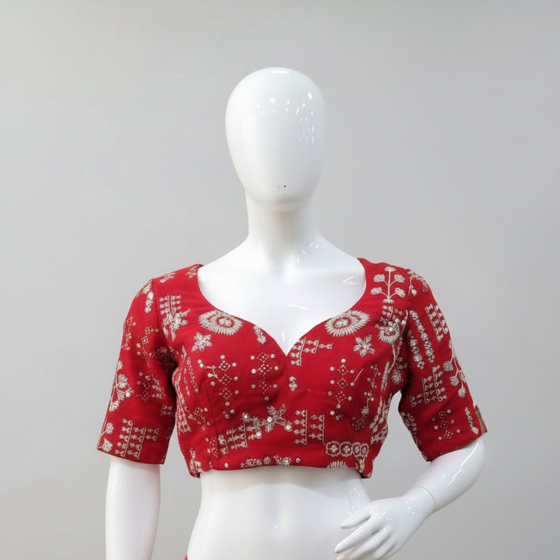 Crimson Embroidered Blouse