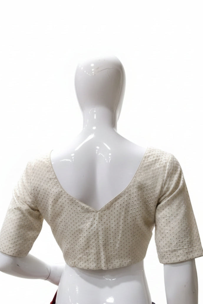 Ivory Dot Elegance Cotton Silk Blouse