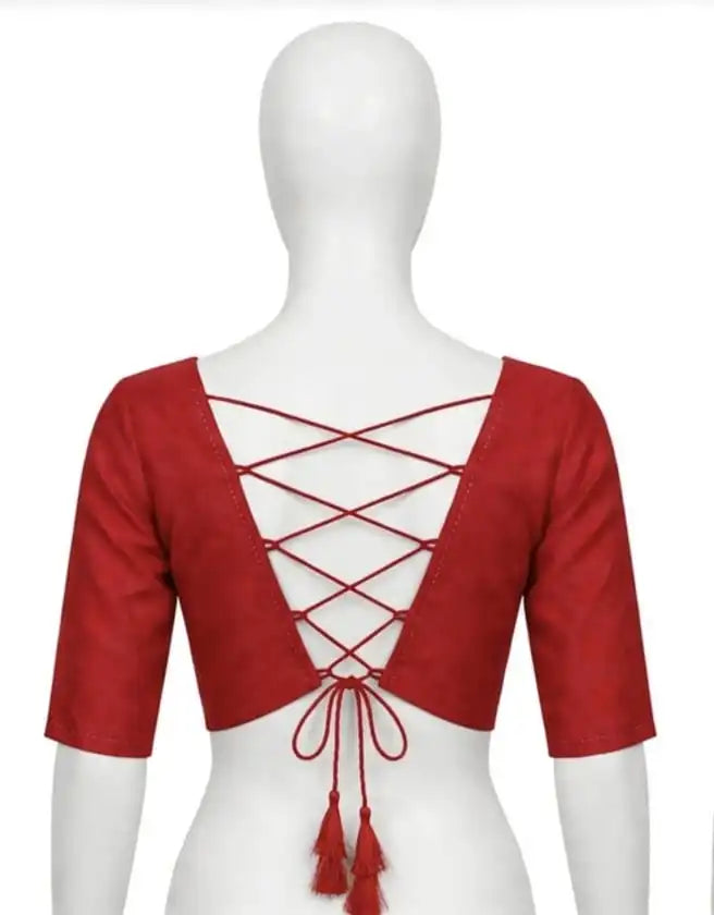 Crimson Red, Mustard, and Beige Abstract Polka-Dot Cotton Silk Screen-Printed Saree with Jacquard Border