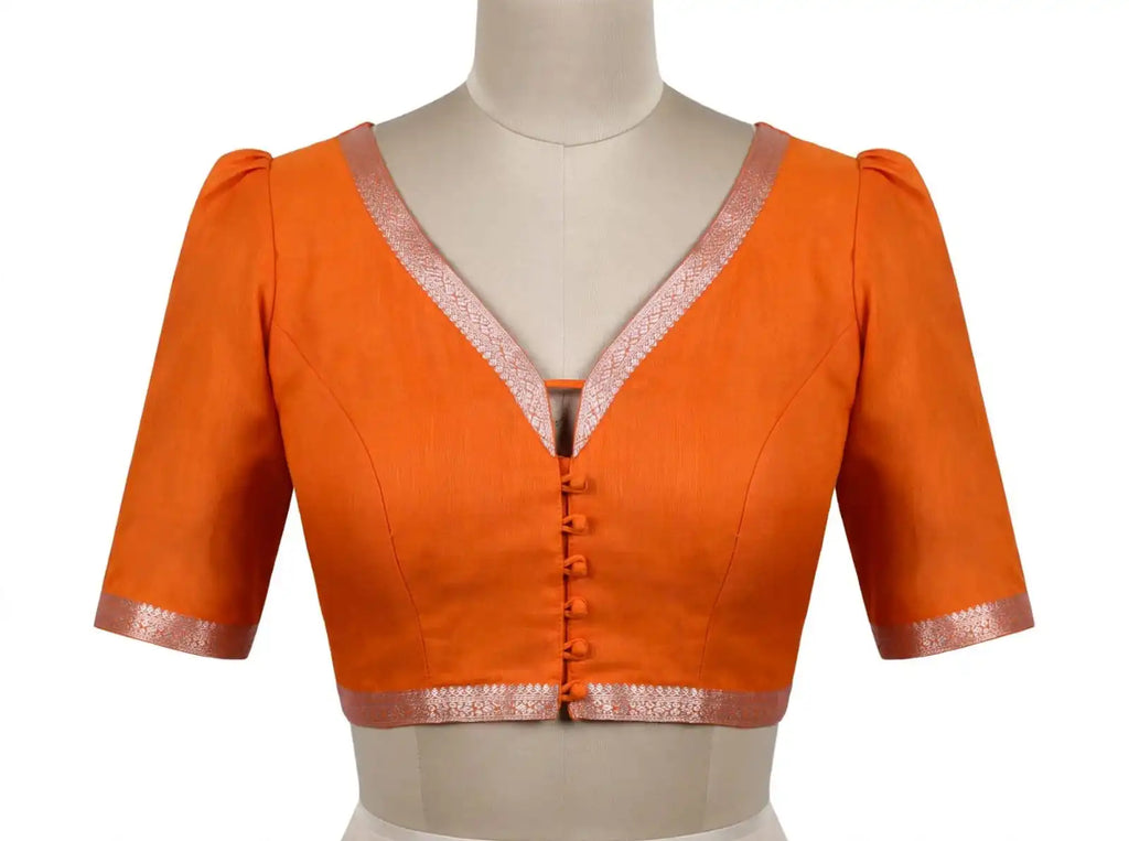 Vibrant Orange, Mustard, and Ivory Floral Cotton Silk Screen-Printed Saree with Jacquard Border