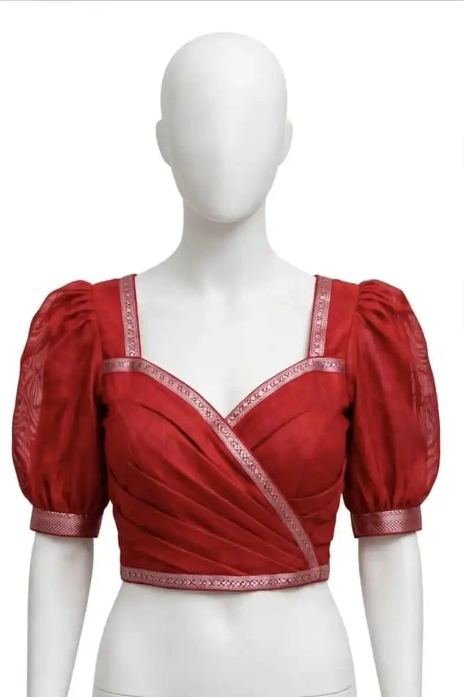 Crimson Red, Olive, and Ivory Floral Cotton Silk Screen-Printed Saree with Jacquard Border