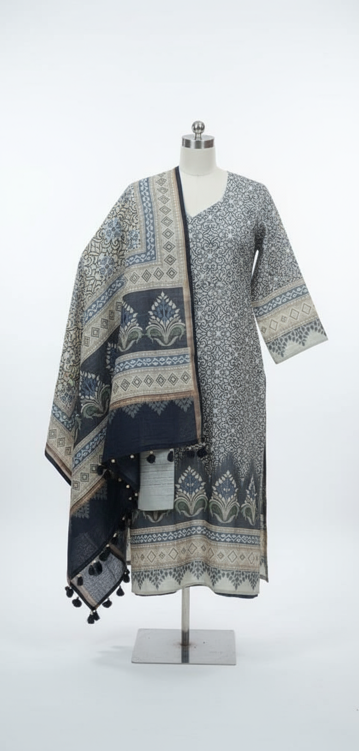 Printed Cotton Silk Kurta Set