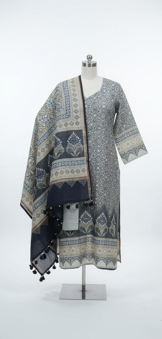 Printed Cotton Silk Kurta Set