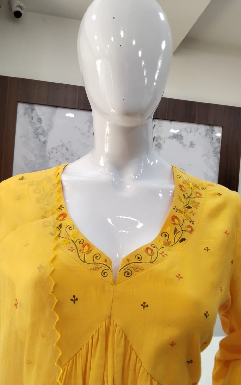Sunlit Yellow Viscose Cotton Suit Set with Organza Dupatta