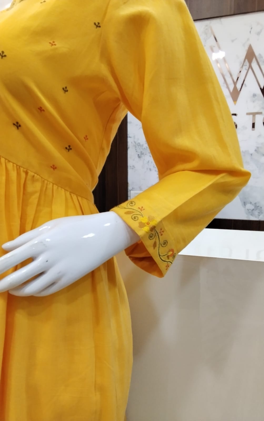 Sunlit Yellow Viscose Cotton Suit Set with Organza Dupatta